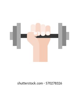 Hand grasping dumbbell, flat design icon for gym or application about exercise