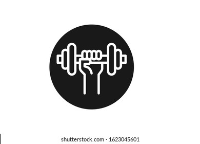 Hand grasping dumbbell icon vector illustration 