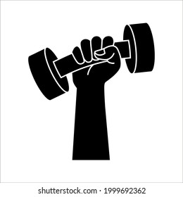 Ilustración de vectores de timbre de mano, plantilla de logotipo de fitness sobre fondo blanco. modificable por color