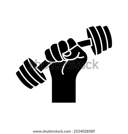 Hand grasping dumbbell vector illustration color editable