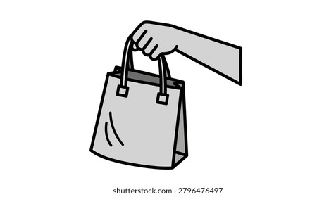Hand grasping shopping bag handle firmly