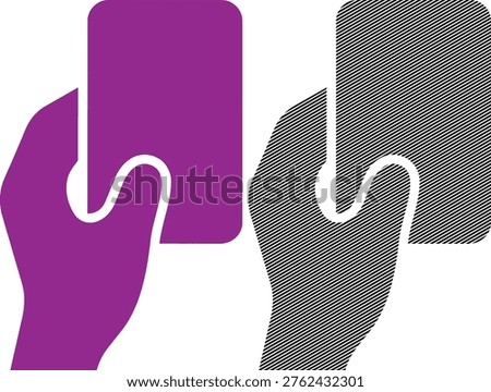 Hand grasping square card vector illustration. Ideal for representing referee signals loyalty points or identification badges in design.
