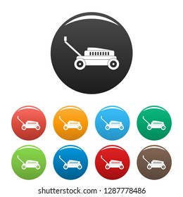 Hand grass cut icons set 9 color vector isolated on white for any design