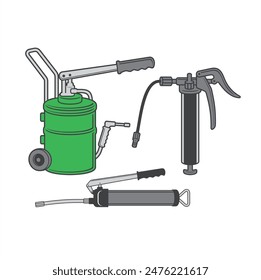hand grease pump illustration, grease lubricant equipment.