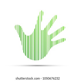 Hand with green barcode