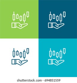 Hand green and blue material color minimal icon or logo design