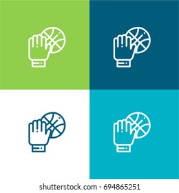 Hand green and blue material color minimal icon or logo design
