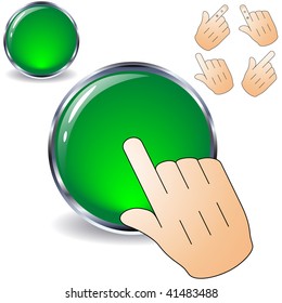 Hand with green button. Visit the gallery for more cool stuff