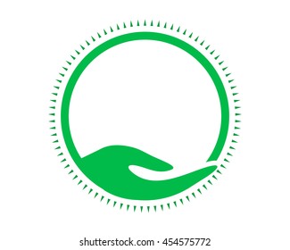 hand green circle image vector icon