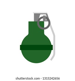 Hand green grenade flat ammunition silhouette vector isolated white. Weapon military icon army cartoon