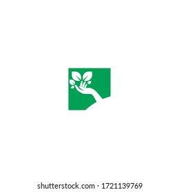 Hand green leaf logo icon illustration