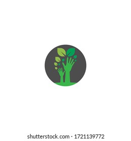 Icono del logotipo de la hoja verde mano