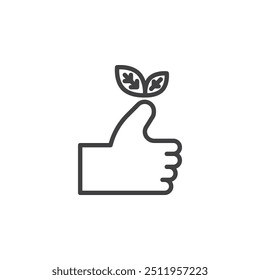 Hand with a green thumb line icon. linear style sign for mobile concept and web design. Green Thumb outline vector icon. Eco-friendly symbol, logo illustration. Vector graphics