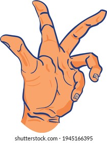 hand greeting fingers nails arm ilustration vector