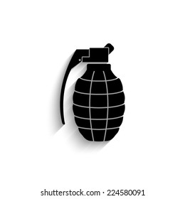 hand grenade - black vector icon with shadow