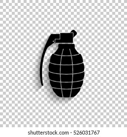 hand grenade - black vector  icon with shadow