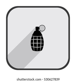 Hand grenade - black vector icon  with long shadow