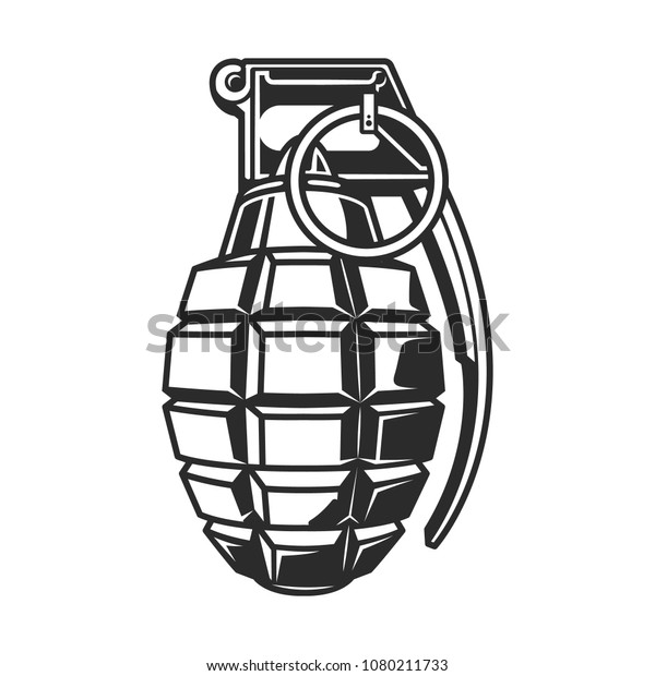 Hand\
grenade in black white colour. Vector\
illustration.