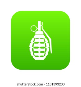 Hand grenade, bomb explosion icon digital green for any design isolated on white vector illustration