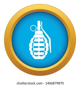 Hand grenade, bomb explosion icon blue vector isolated on white background for any design