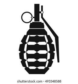 Hand grenade, bomb explosion icon in simple style isolated on white background vector illustration