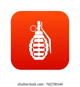 Hand grenade, bomb explosion icon digital red for any design isolated on white vector illustration