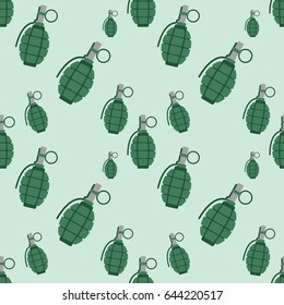 Hand grenade bomb explosion weapons seamless pattern vector illustration