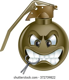 Hand Grenade Cartoon With Pin In Mouth