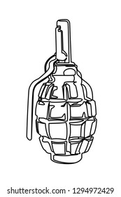 hand grenade contour vector illustration