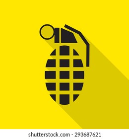 Hand Grenade flat icon with long shadow.