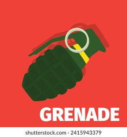 Granada de mano plana aislada en blanco. vector de concepto de objeto de arma para su trabajo de diseño, presentación, sitio web u otros.