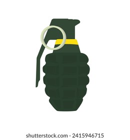 Granada de mano plana aislada en blanco. vector de concepto de objeto de arma para su trabajo de diseño, presentación, sitio web u otros.