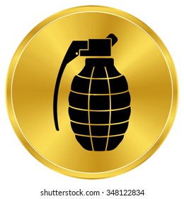 hand grenade - gold vector icon