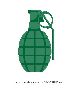 A hand grenade is green on a white isolated background. Vector image. eps 10