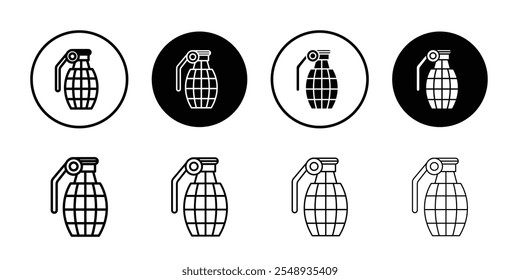 Hand grenade icon Black and white outline vector