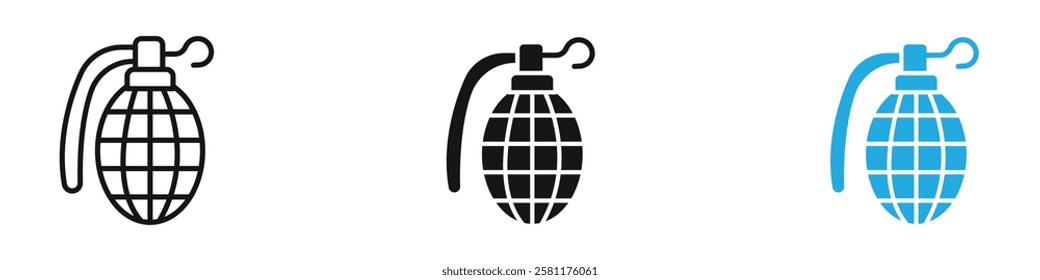Hand grenade icon black white vector outline