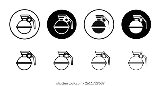Hand grenade icon Flat simple outline set