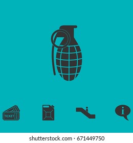Hand grenade icon flat. Simple vector symbol and bonus icon