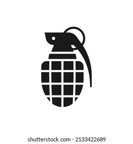 Hand grenade icon flat style. War, bomb, weapon isolated on white background. Vector illustration