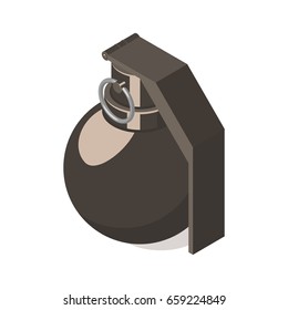 Hand grenade icon isolated on white background. Isometric vector illustration