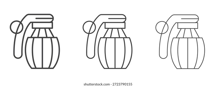 Handgranate Symbol in Linie Kunst doodle Stil. Bearbeitbares Konturumrisszeichen, eps 10