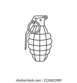 Hand grenade icon line style. War, bomb, weapon isolated on white background. Vector illustration