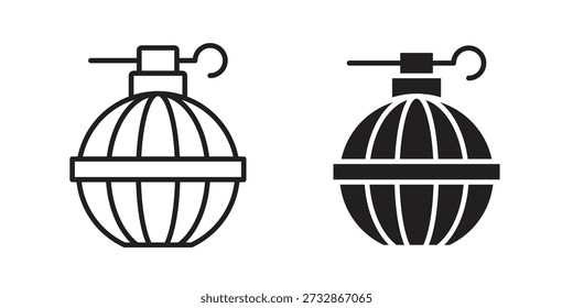 Piktogramm-Vorlage für Handgranaten-Symbol, Einfacher Umriss und gefüllter Stil.