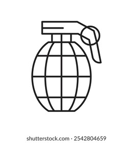 Icono de granada de mano estilo de línea negra simple.