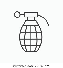 Icono de granada de mano en delgadas líneas negras