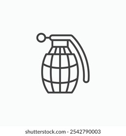 Ícone de granada de mão com contorno fino.
