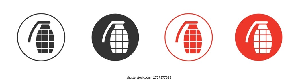 Icono de granada de mano para ui o ux aislado en blanco para App móvil, editable