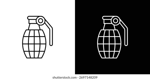 Hand grenade icons. simple, stroke, black icons