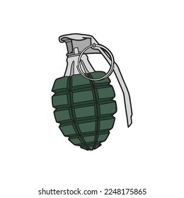 Hand Grenade Illustration - A vector cartoon illustration of a Military Hand Grenade.