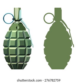 Hand grenade with the key on a white background